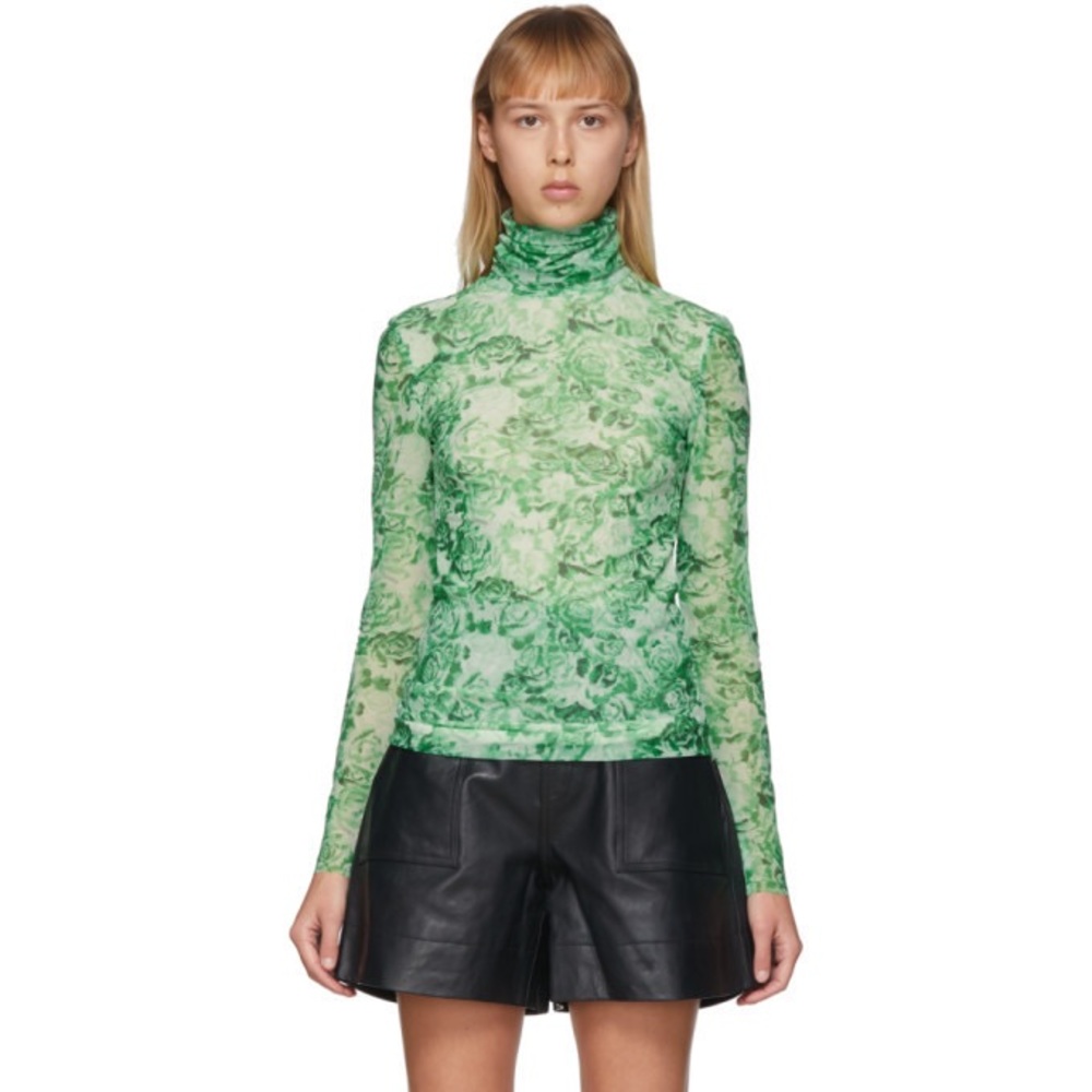 GANNI Mesh Floral Top